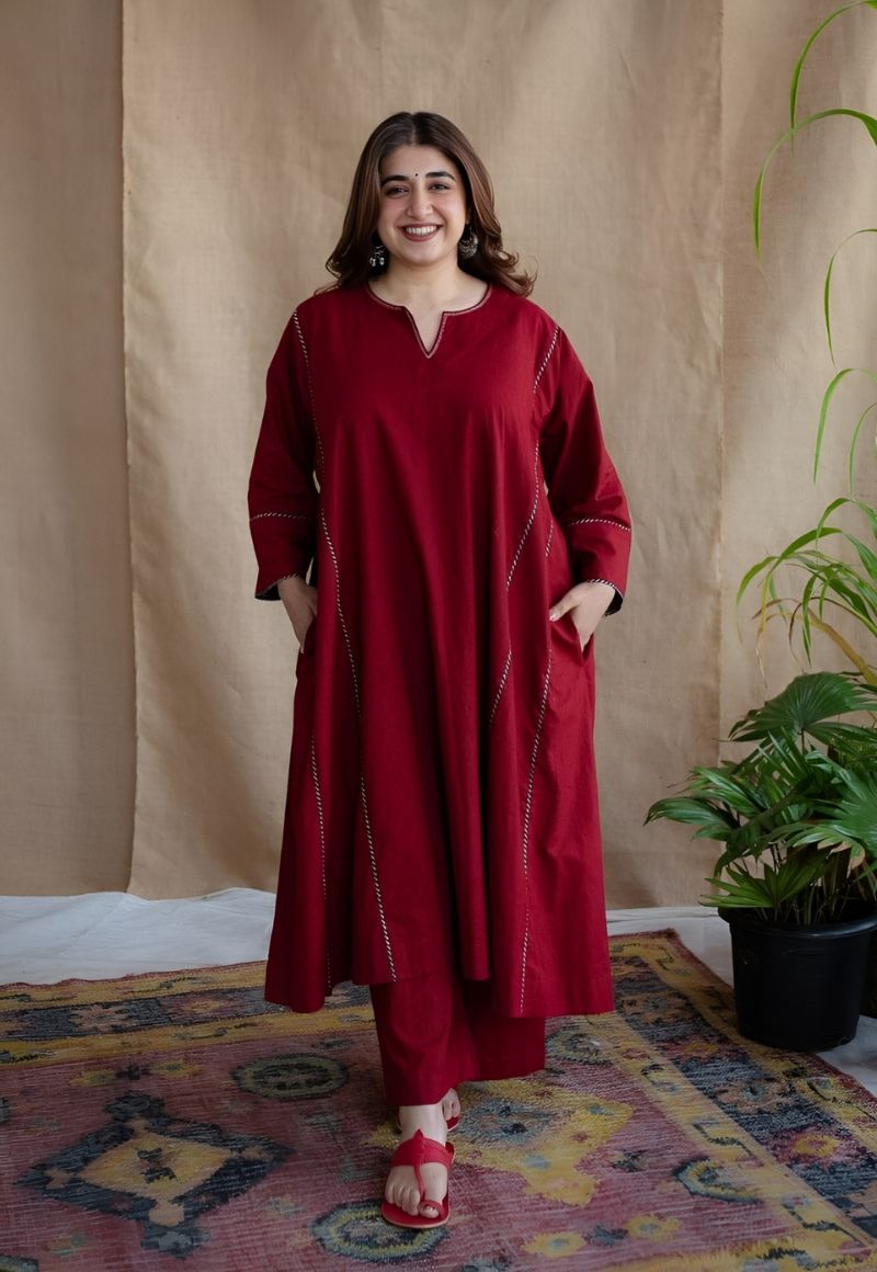 Adira Poplin Cotton Jhabba Kali 3pc Co-Ord set