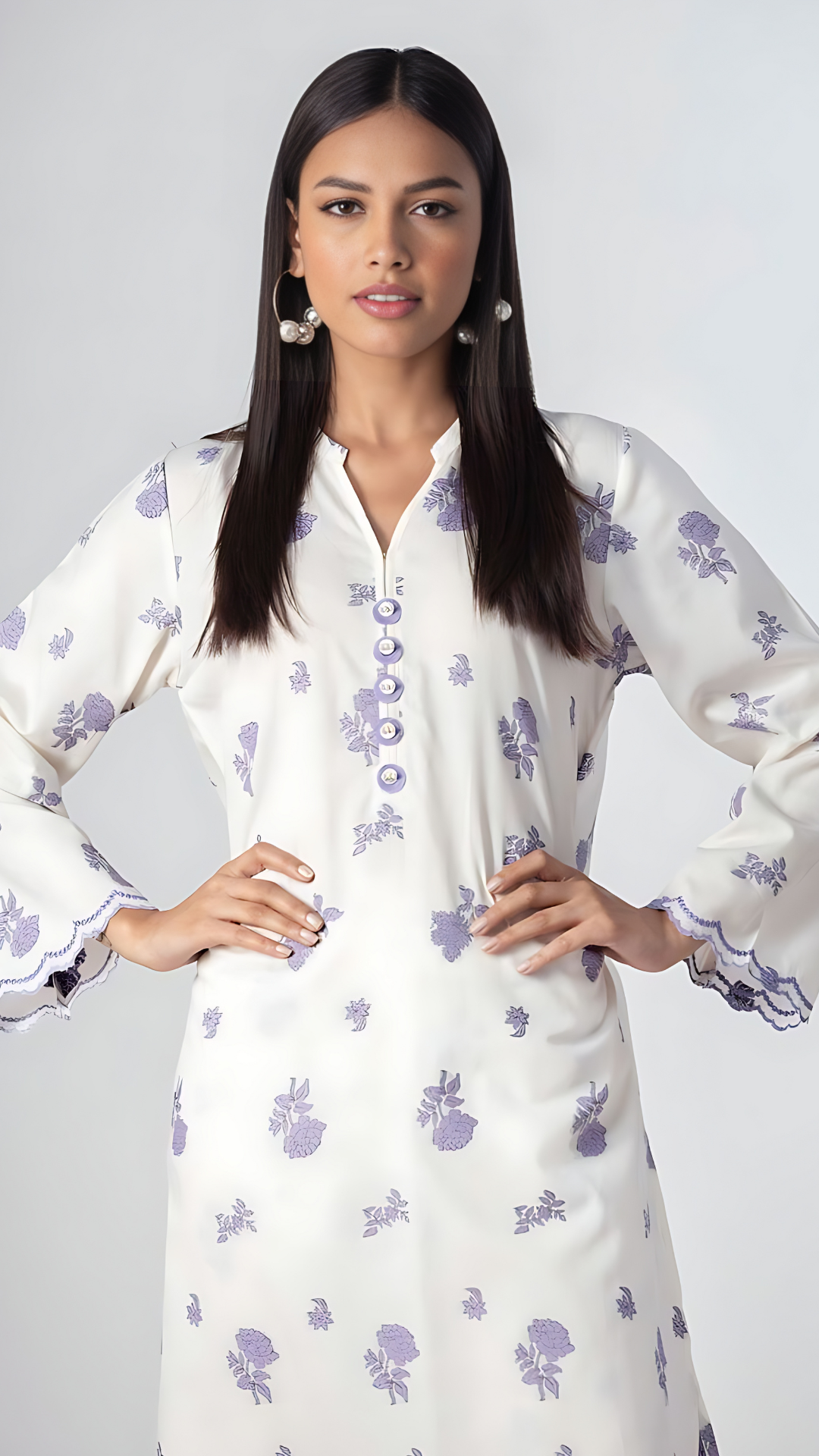 white PRINTED - 2PC Co-Ord Set (STITCHED)