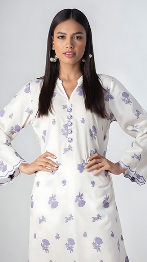 white PRINTED - 2PC Co-Ord Set (STITCHED)
