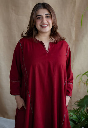 Adira Poplin Cotton Jhabba Kali 3pc Co-Ord set