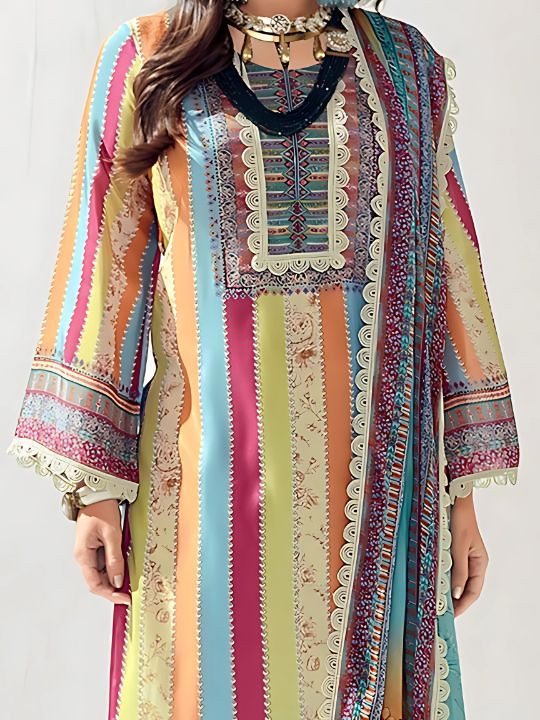Rainbow Printed 3 Pc Suit